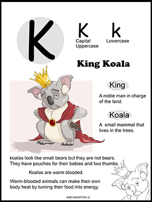 K King Koala Animal Alphabet Disney homeschool
