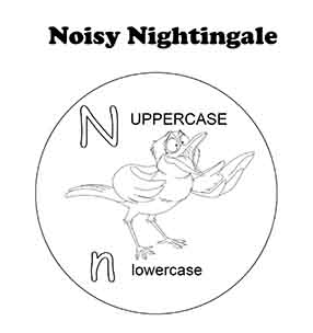 Letter N Noisy Nightingale