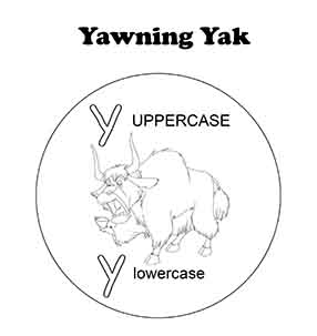 Letter Y Yawning Yak